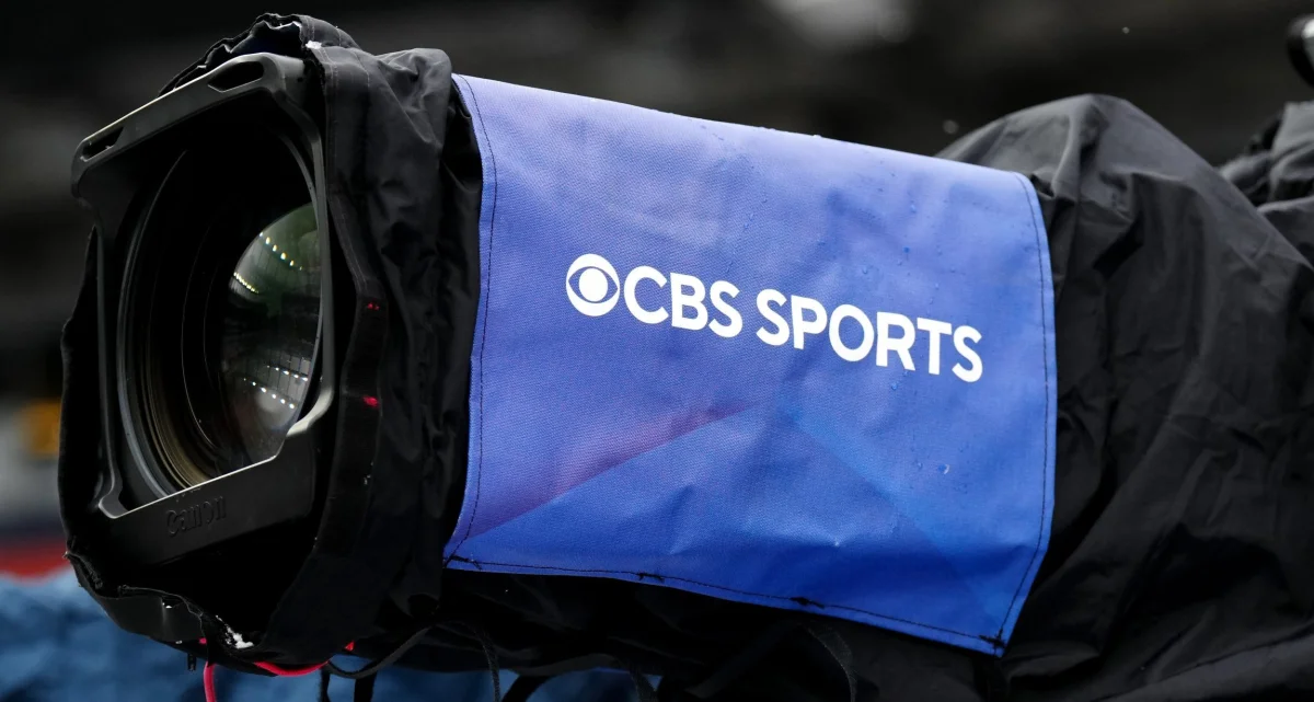 General view of CBS end zone broadcast camera