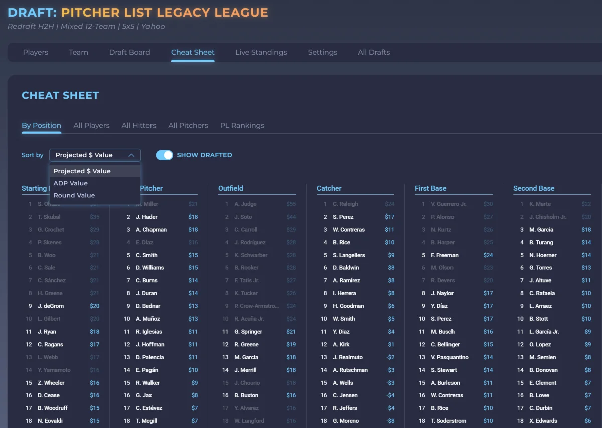 League Setup Options